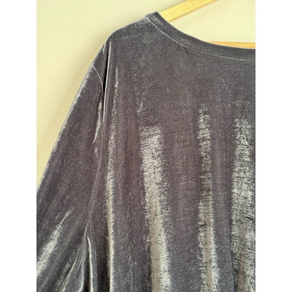 Ava & Viv 4X Gray Crushed Velvet Tunic Top Long Bishop Sleeve Glam Holiday Party - Picture 3 of 7